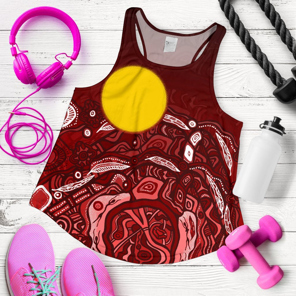 Aboriginal Women's Racerback Tank - Red Landscape - Vibe Hoodie