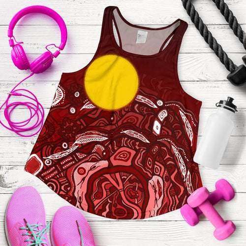 Aboriginal Women's Racerback Tank - Red Landscape - Vibe Hoodie