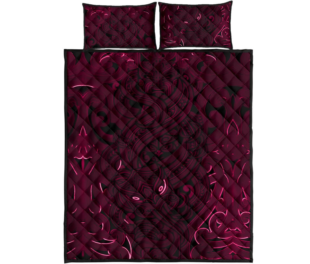 new-zealand-quilt-bed-set-maori-gods-quilt-and-pillow-cover-tumatauenga-god-of-war-pink