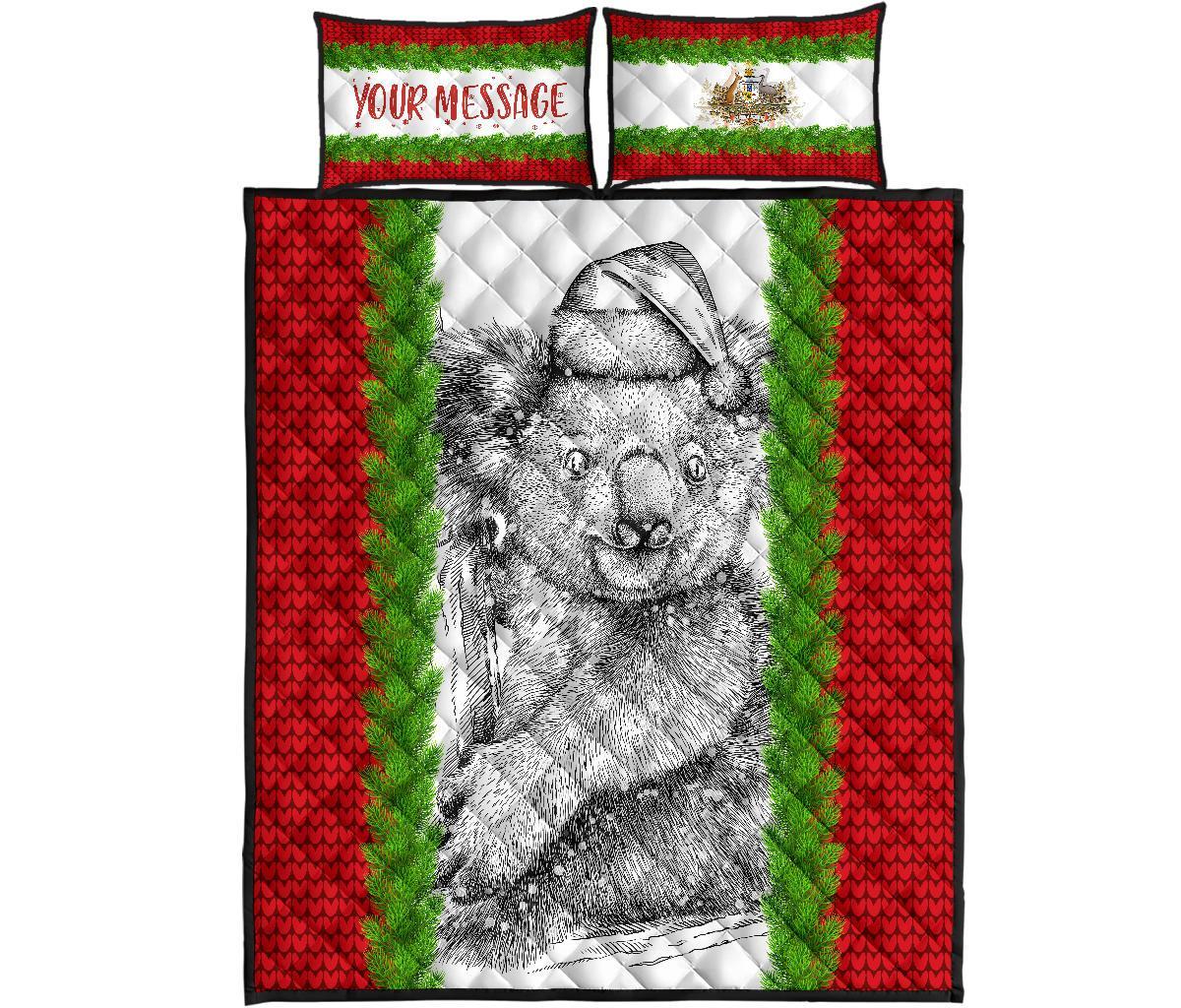 custom-christmas-quilt-bed-set-merry-christmas-koala