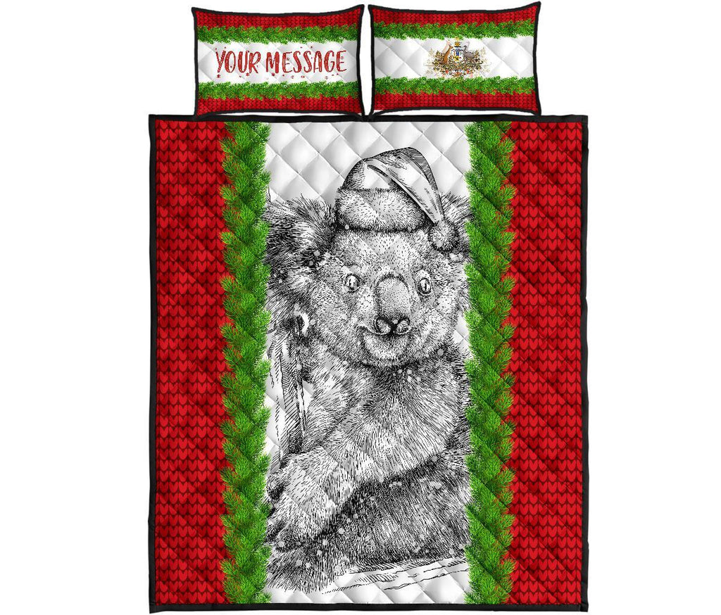custom-christmas-quilt-bed-set-merry-christmas-koala
