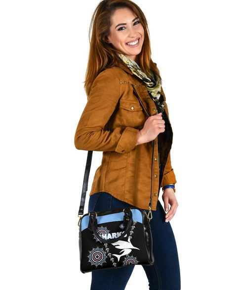 Cronulla Shoulder Handbag Sharks Simple Indigenous - Black | Vibe Hoodie.co