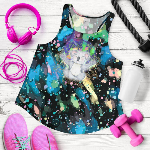Racerback Tank - Koala Top Tank Meditating Color Art - Women - Vibe Hoodie