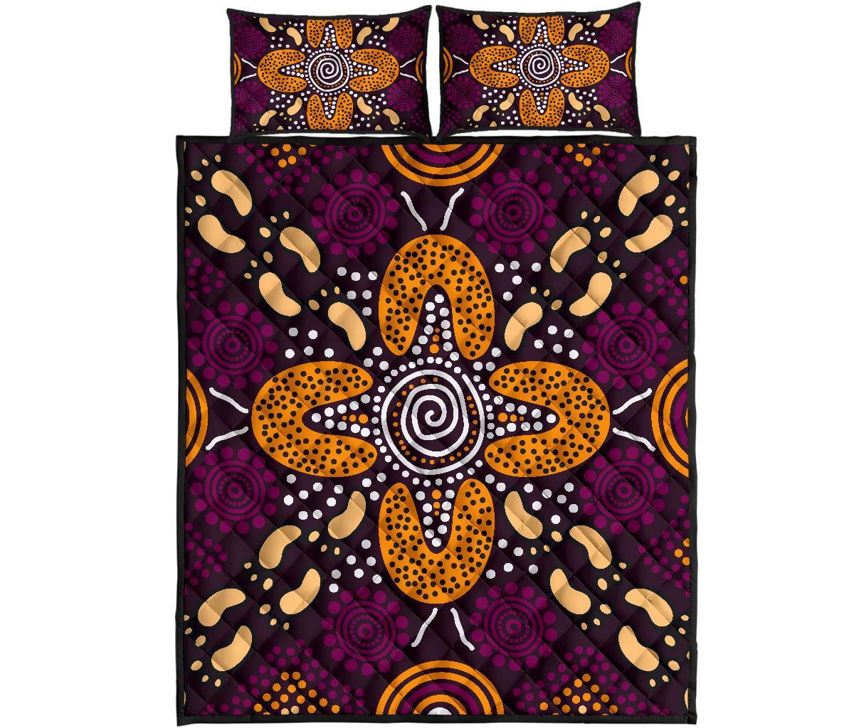 aboriginal-quilt-bed-set-flowers-dot-panting-art