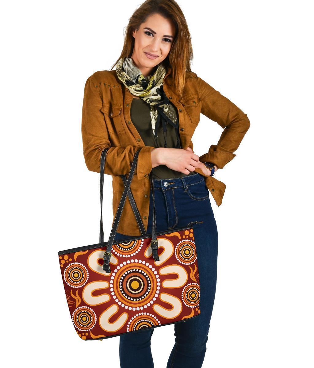aboriginal-large-leather-tote-bag-circle-flowers-patterns-ver02