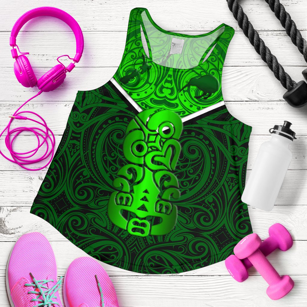 New Zealand Maori Rugby Women Racerback Tank Pride Version - Green - Vibe Hoodie