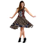 Midi Dress - Aboriginal Dot Painting Dress Ver08 - Vibe Hoodie