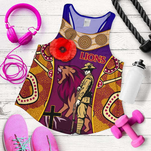 Brisbane Women's Racerback Tank Lions Anzac Day Gradients Style - Vibe Hoodie