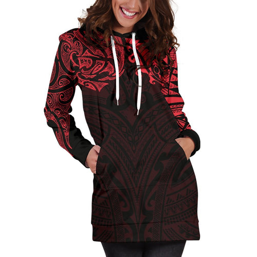 new-zealand-womens-hoodie-dress-maori-polynesian-tattoo-red
