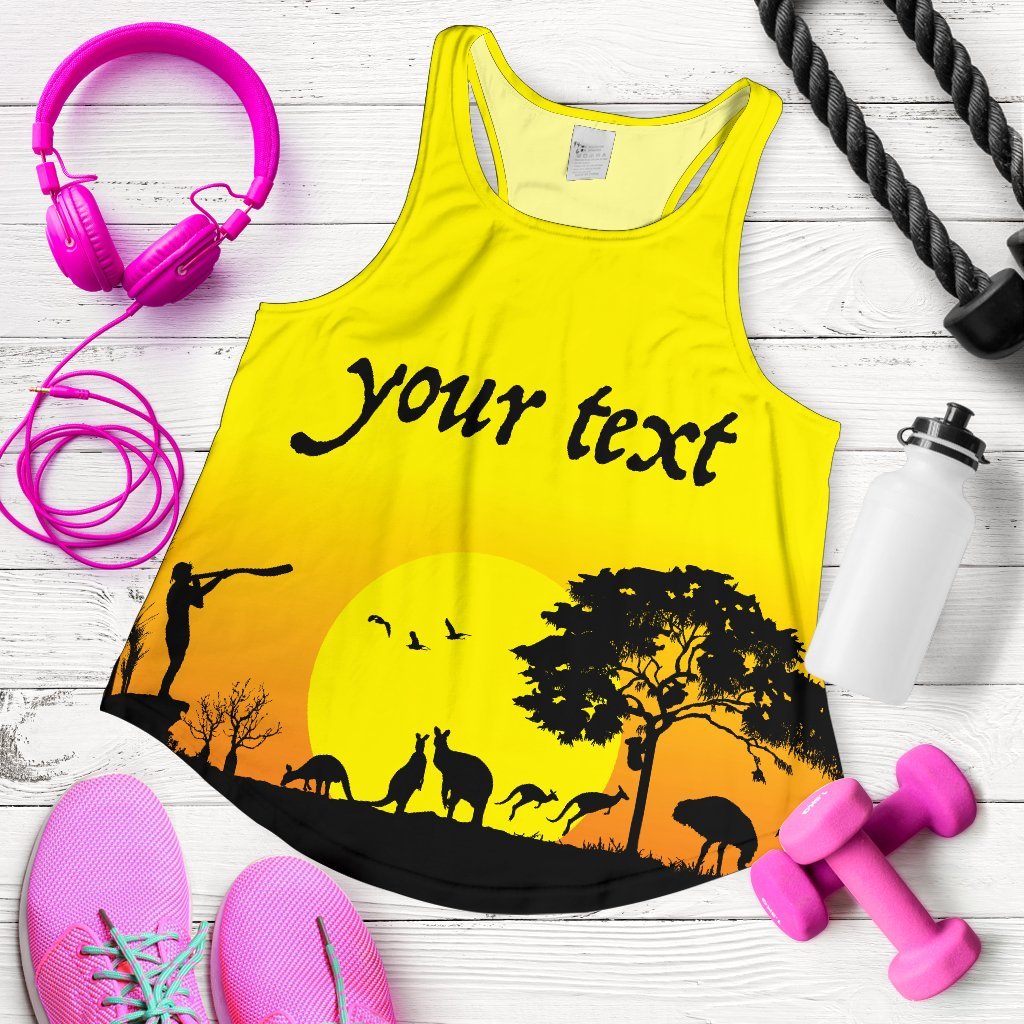 (Custom text) Racerback Tanks - Sunset Australia View - Vibe Hoodie