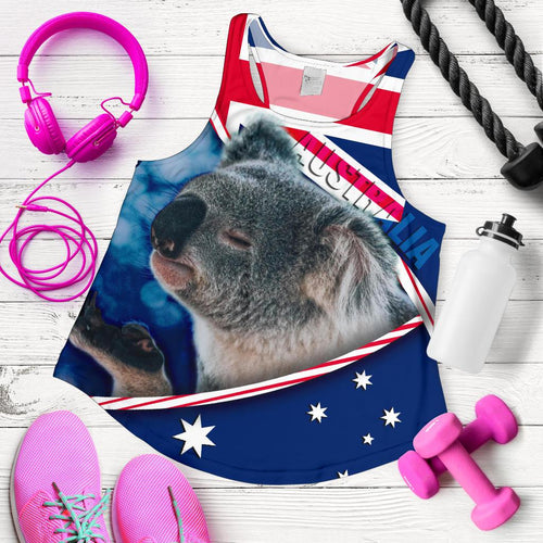 Racerback Tank - Australian Flag and Coat Of Arms Tank Koala 3D - Women - Vibe Hoodie