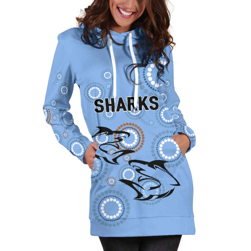 Cronulla Women's Hoodie Dress Sharks Unique Indigenous - Vibe Hoodie