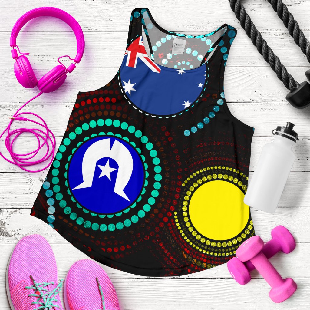 Aboriginal Racerback Tank - Aboriginal Dot Painting & Flag - Vibe Hoodie