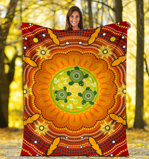 aboriginal-premium-blanket-turtle-circle-dot-painting-art