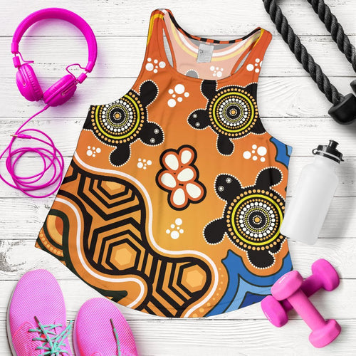Aboriginal Women's Racerback Tank  - Indigenous Art Patterns Ver04 - Vibe Hoodie
