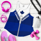 Canada Women Racerback Tank With Straight Zipper Style Blue - Vibe Hoodie