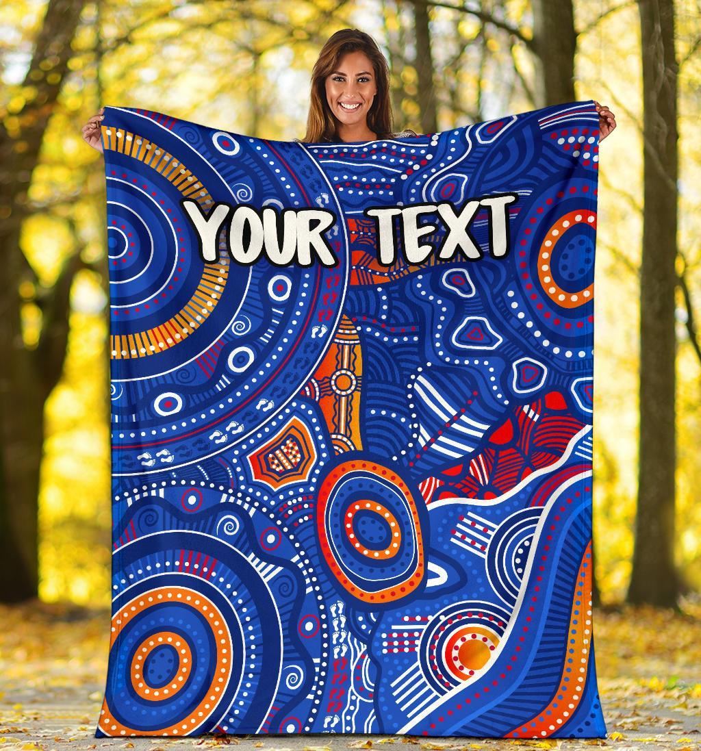 custom-text-aboriginal-premium-blanket-indigenous-footprint-patterns-blue-color