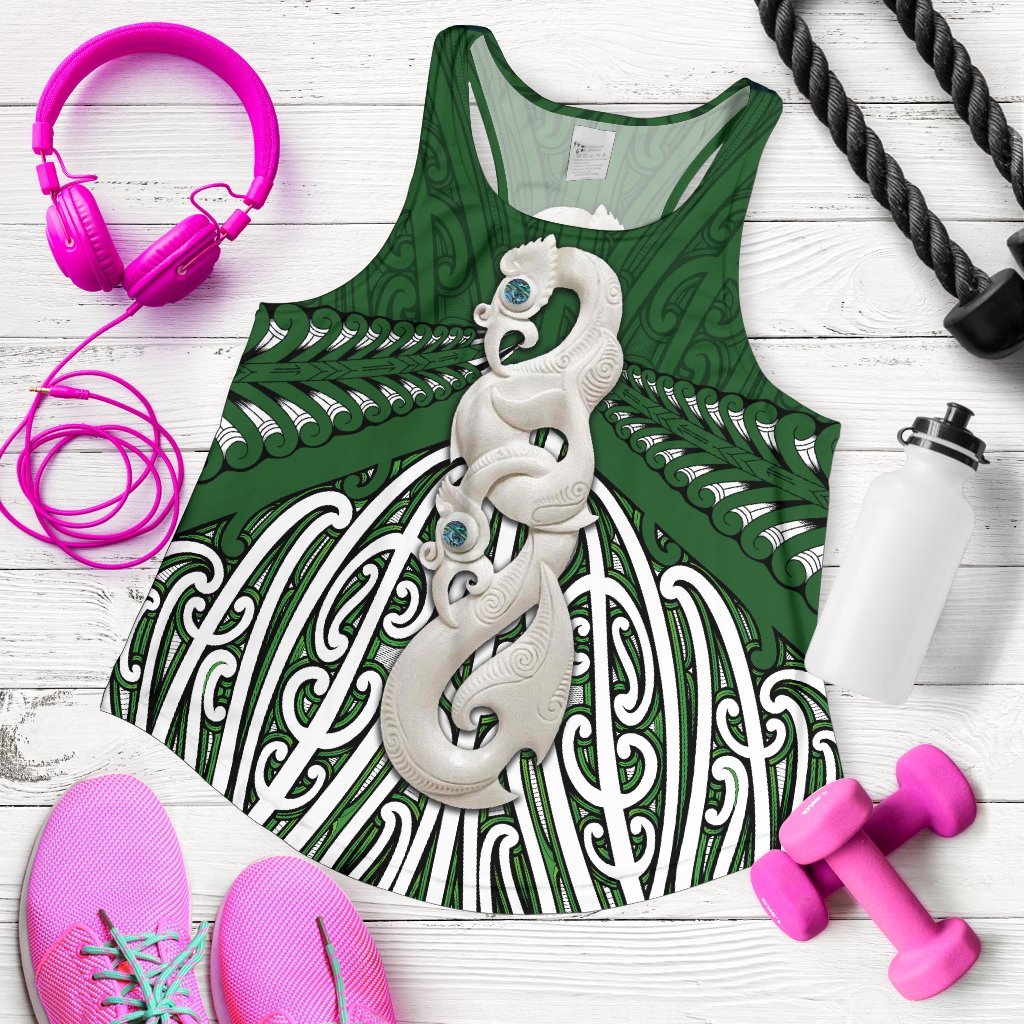 Maori Moko Tattoo Racerback Tank, Manaia Pounamu - Vibe Hoodie