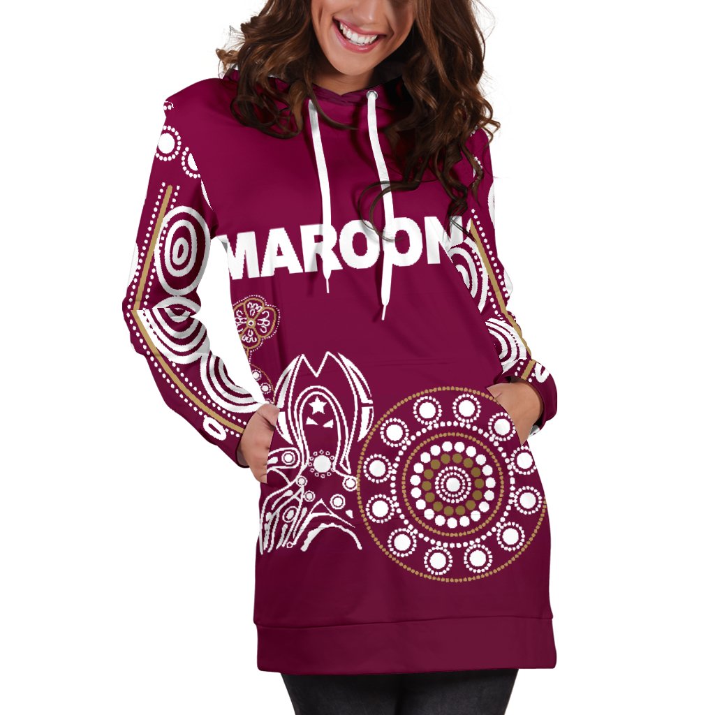 queensland-womens-hoodie-dress-maroons-simple-indigenous