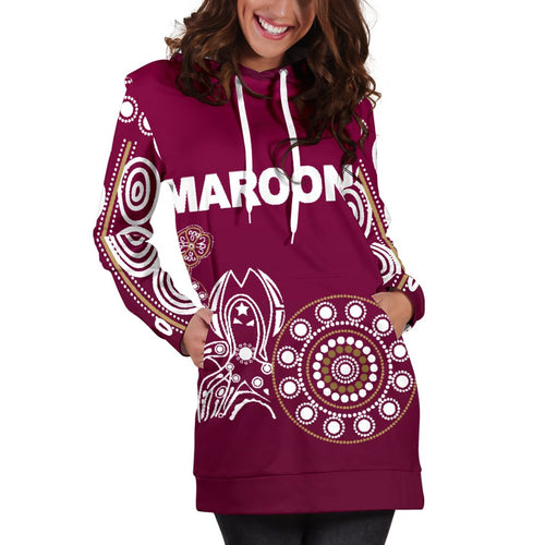 queensland-womens-hoodie-dress-maroons-simple-indigenous