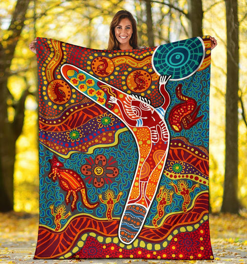 aboriginal-premium-blanket-indigenous-boomerang