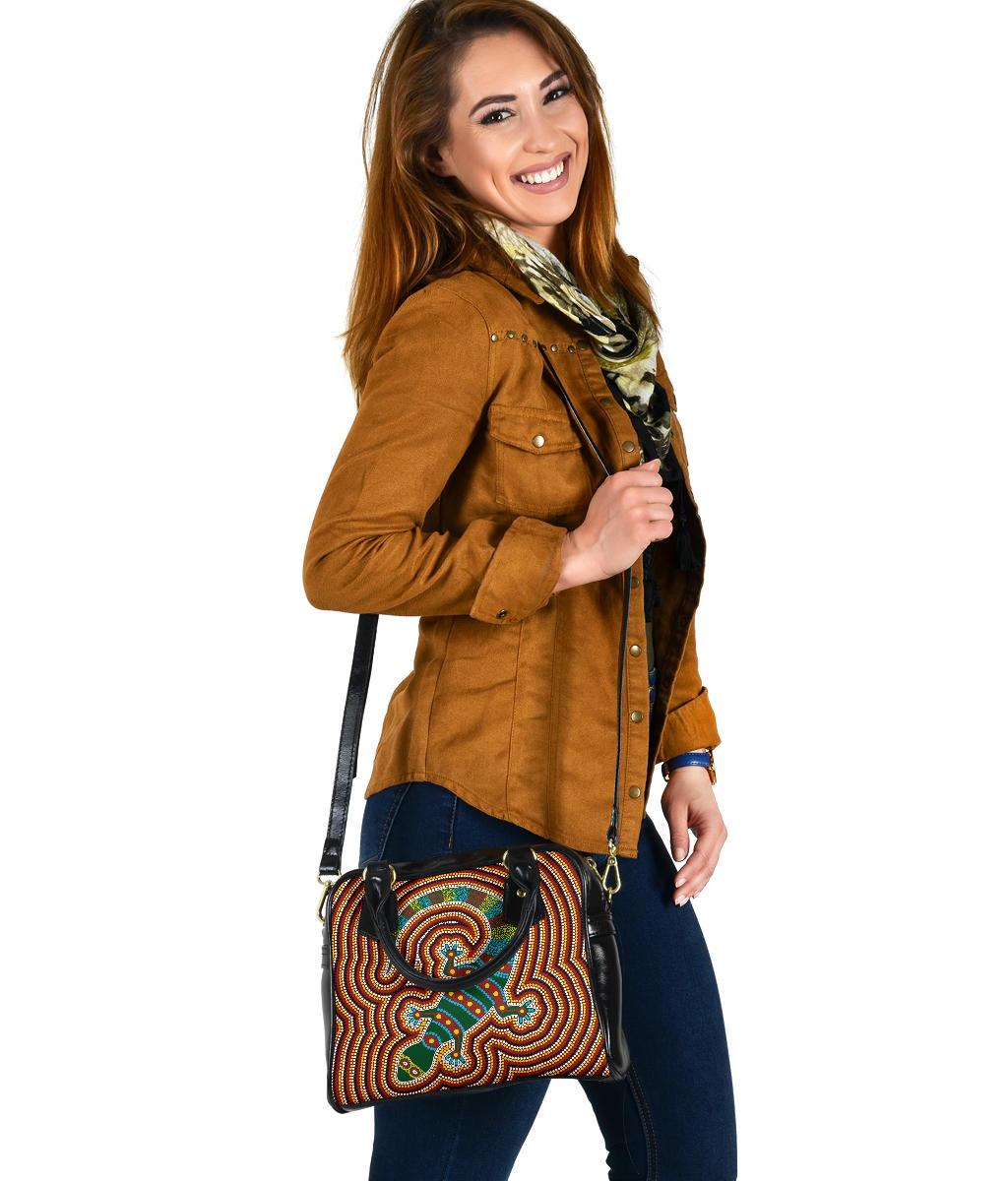 Aboriginal Shoulder Handbag, Lizard Dot Painting Patterns - Vibe Hoodie