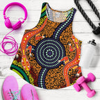 1st Australia Women Racerback Tank - Aboriginal Two Lizards Dot Painting Circle - Vibe Hoodie