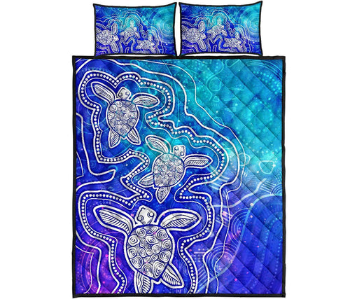 aboriginal-quilt-bed-set-sea-turtle-with-indigenous-patterns-blue
