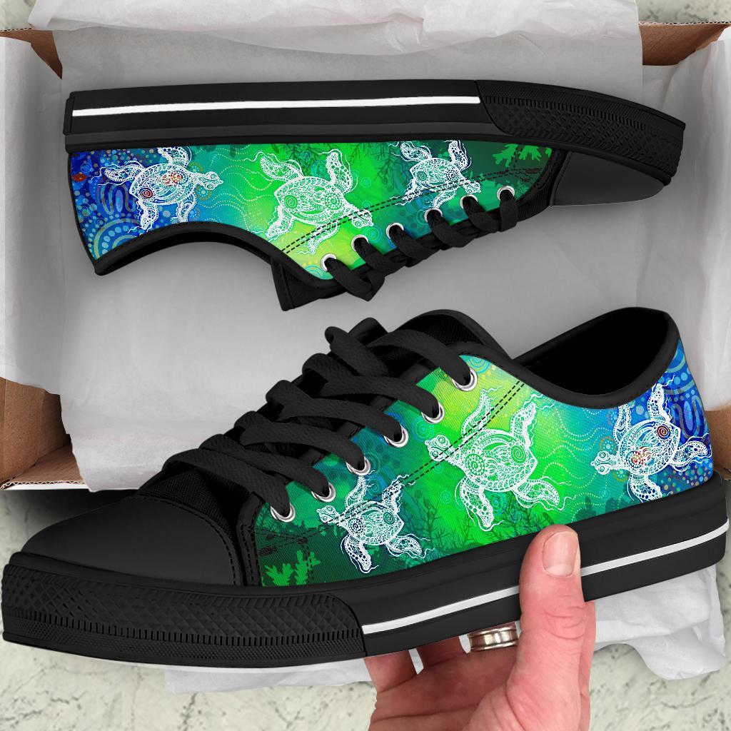 aboriginal-low-top-shoe-indigenous-turtle-ocean-dot-painting-art