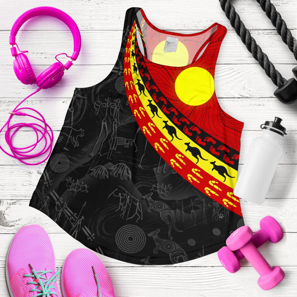 Aboriginal Women's Racerback Tank, Indigenous Flag Circle Dot Painting - Vibe Hoodie