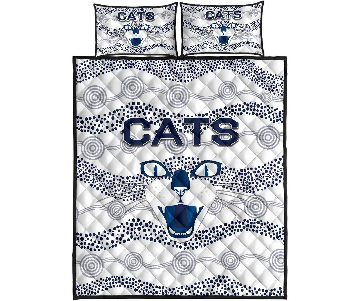 geelong-quilt-bed-set-cats-indigenous-white