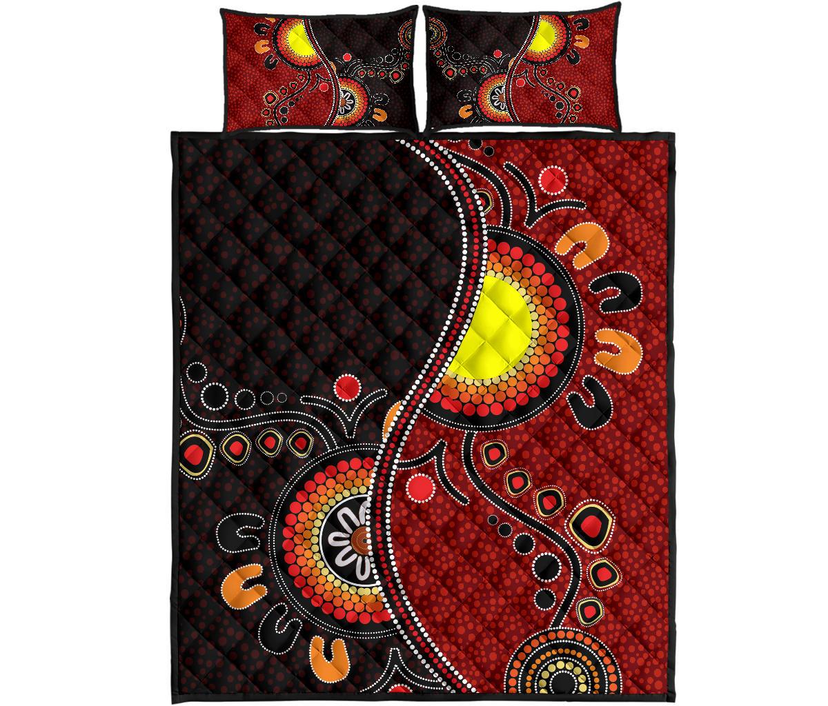 aboriginal-quilt-bed-set-australia-flag-dot-painting-art