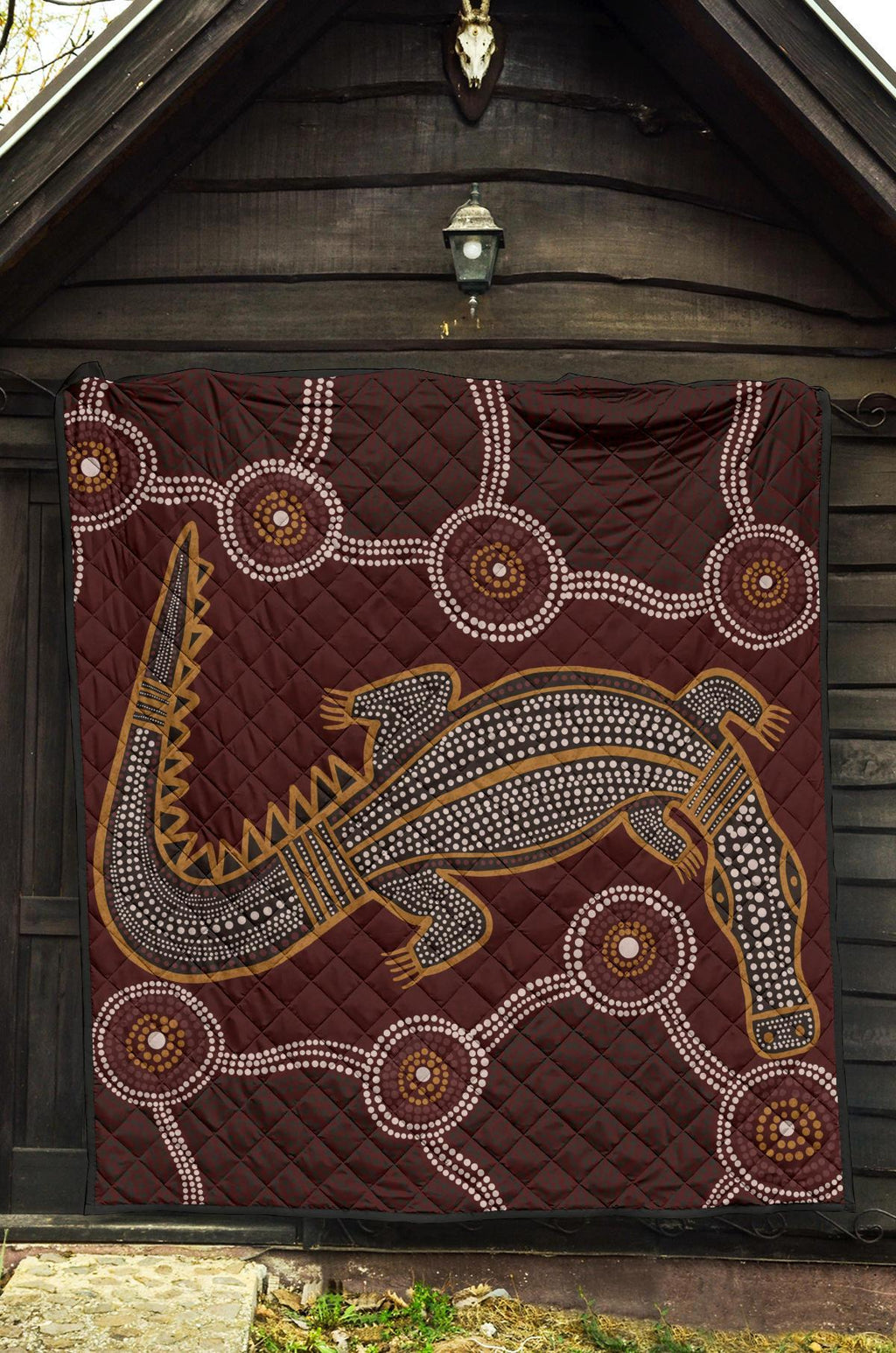 aboriginal-premium-quilt-indigenous-crocodile-brown-color