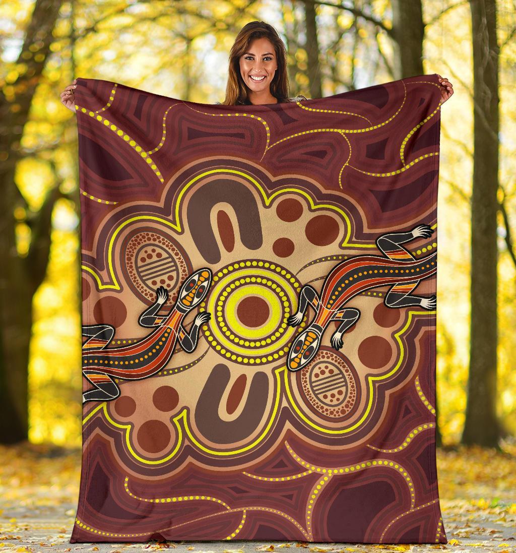aboriginal-premium-blankets-indigenous-lizard-dot-painting-art