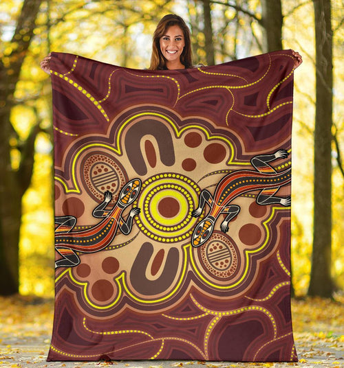 aboriginal-premium-blankets-indigenous-lizard-dot-painting-art