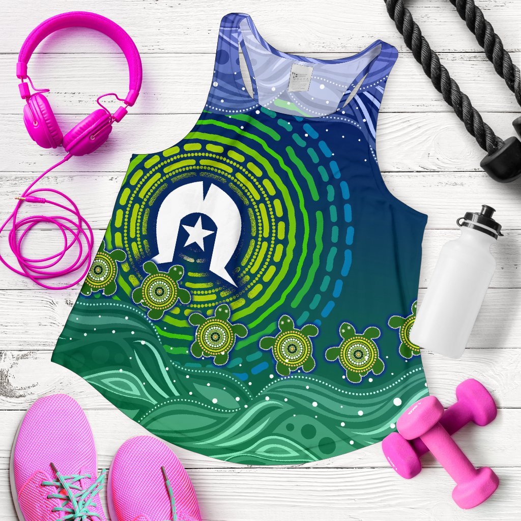 Torres Strait Islanders Women's Racerback Tank - Aboriginal Turtle - Vibe Hoodie
