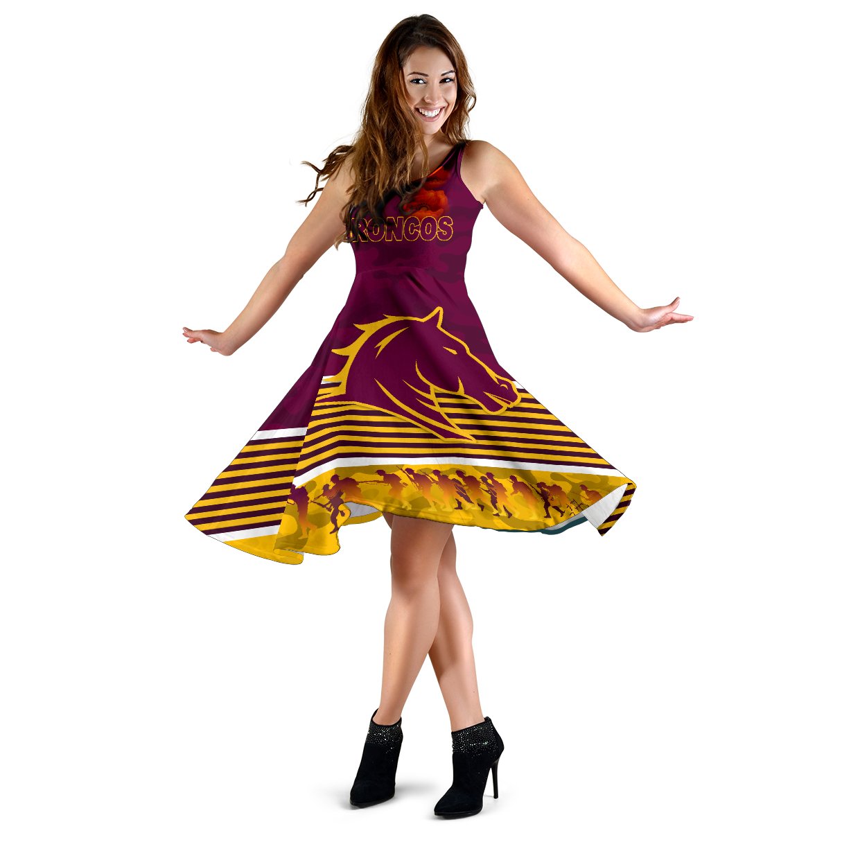 Brisbane Broncos Women's Dress Anzac Day Simple Style - Maroon - Vibe Hoodie