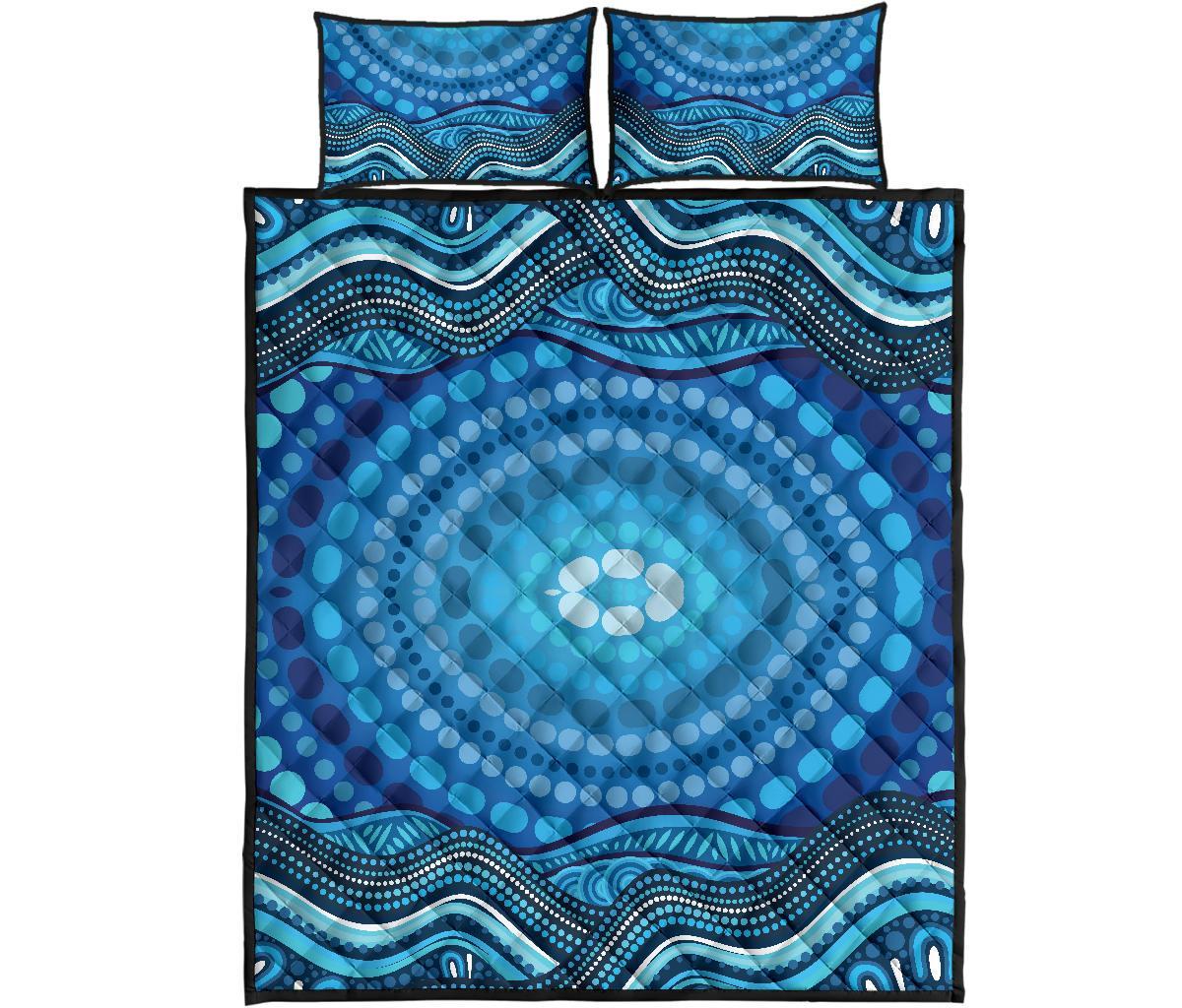 aboriginal-quilt-bed-set-blue-circle-aboriginal-art
