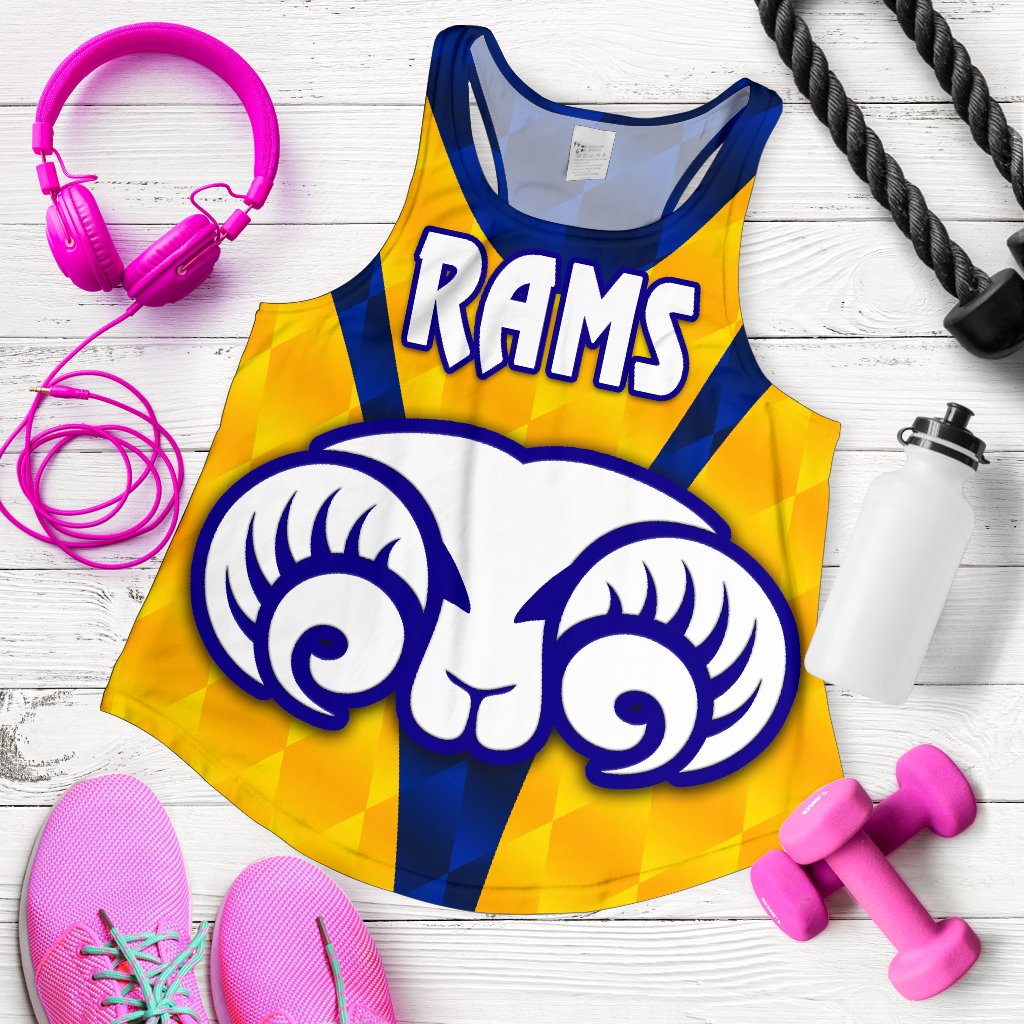 Adelaide Women's Racerback Tank Rams Merino Original - Yellow - Vibe Hoodie