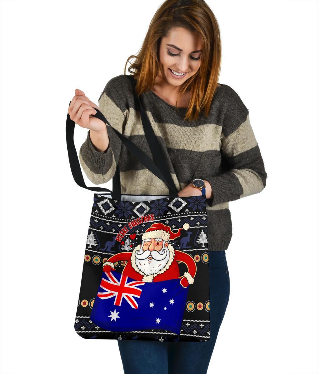 christmas-tote-bags-australia-santa-claus-hold-the-flag-black