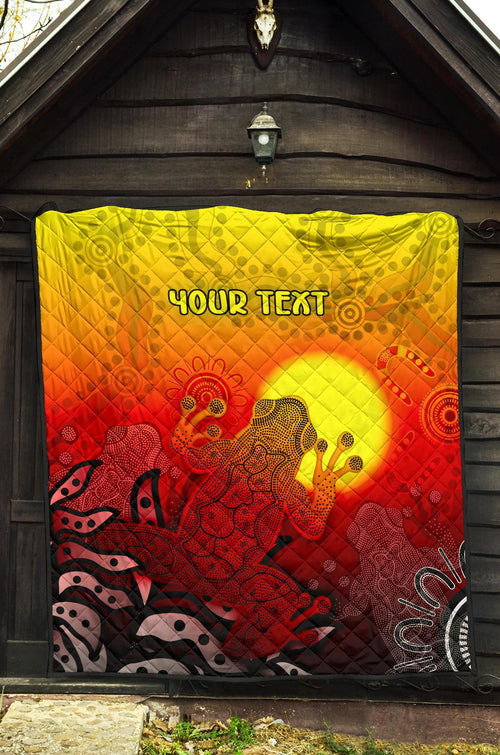 customaboriginal-premium-quilt-indigenous-frog-red