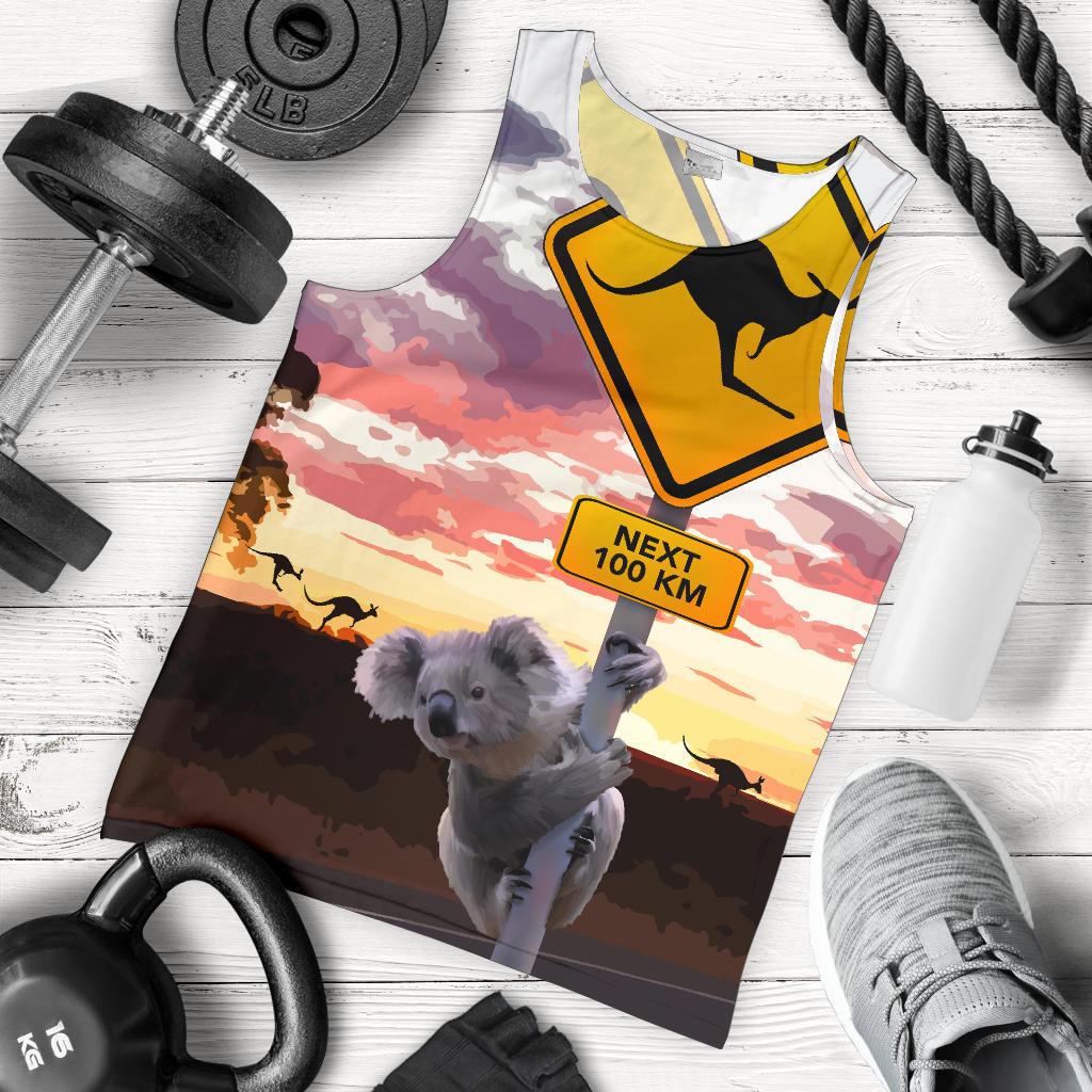 men-tank-top-koala-mens-tank-kangaroo-sign-sunset-landscape-art