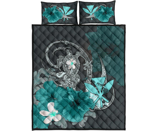 kanaka-maoli-hawaii-quilt-bed-set-hibiscus-turtle-tribal-turquoise
