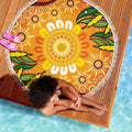 aboriginal-beach-blanket-indigenous-circle-leaf-patterns