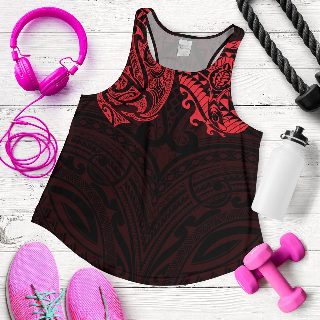 New Zealand Women'S Racerback Tank, Maori Polynesian Tattoo Red - Vibe Hoodie