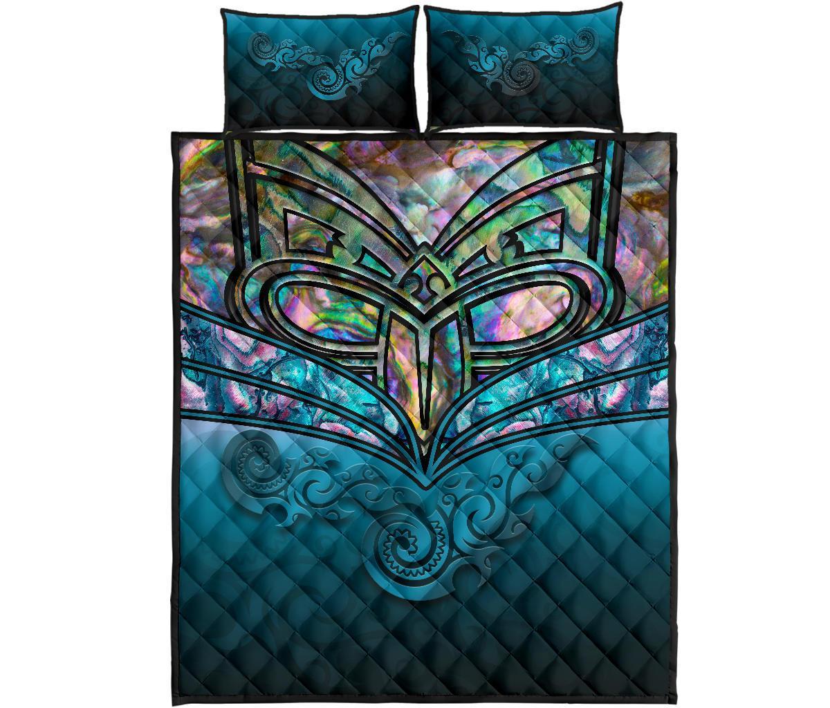 new-zealand-warriors-quilt-bed-set-maori-warriors-paua-shell-quilt-and-pillow-cover