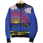 aboriginal-womens-bomber-jacket-sunset-over-the-sea-and-kangaroo-dot-painting