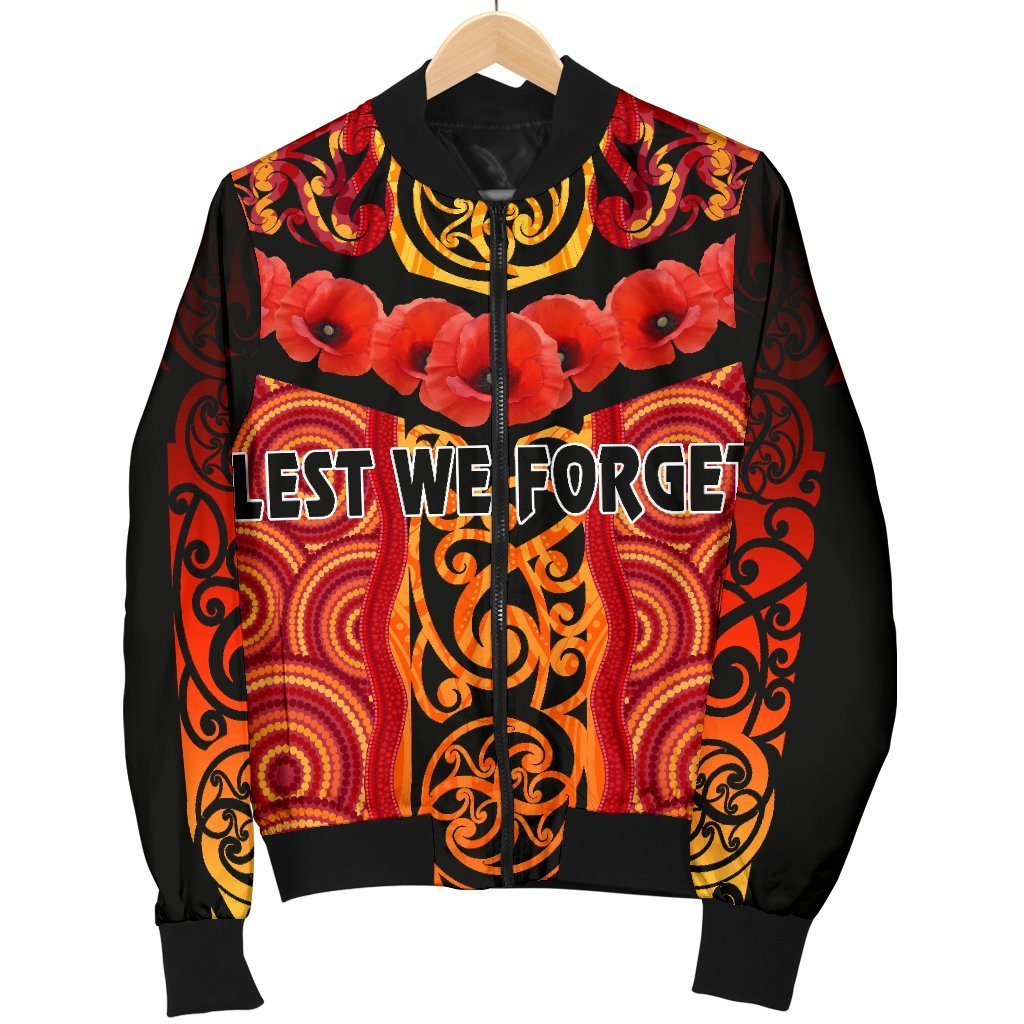 anzac-lest-we-forget-poppy-women-bomber-jacket-new-zealand-maori-silver-fern-australia-aboriginal