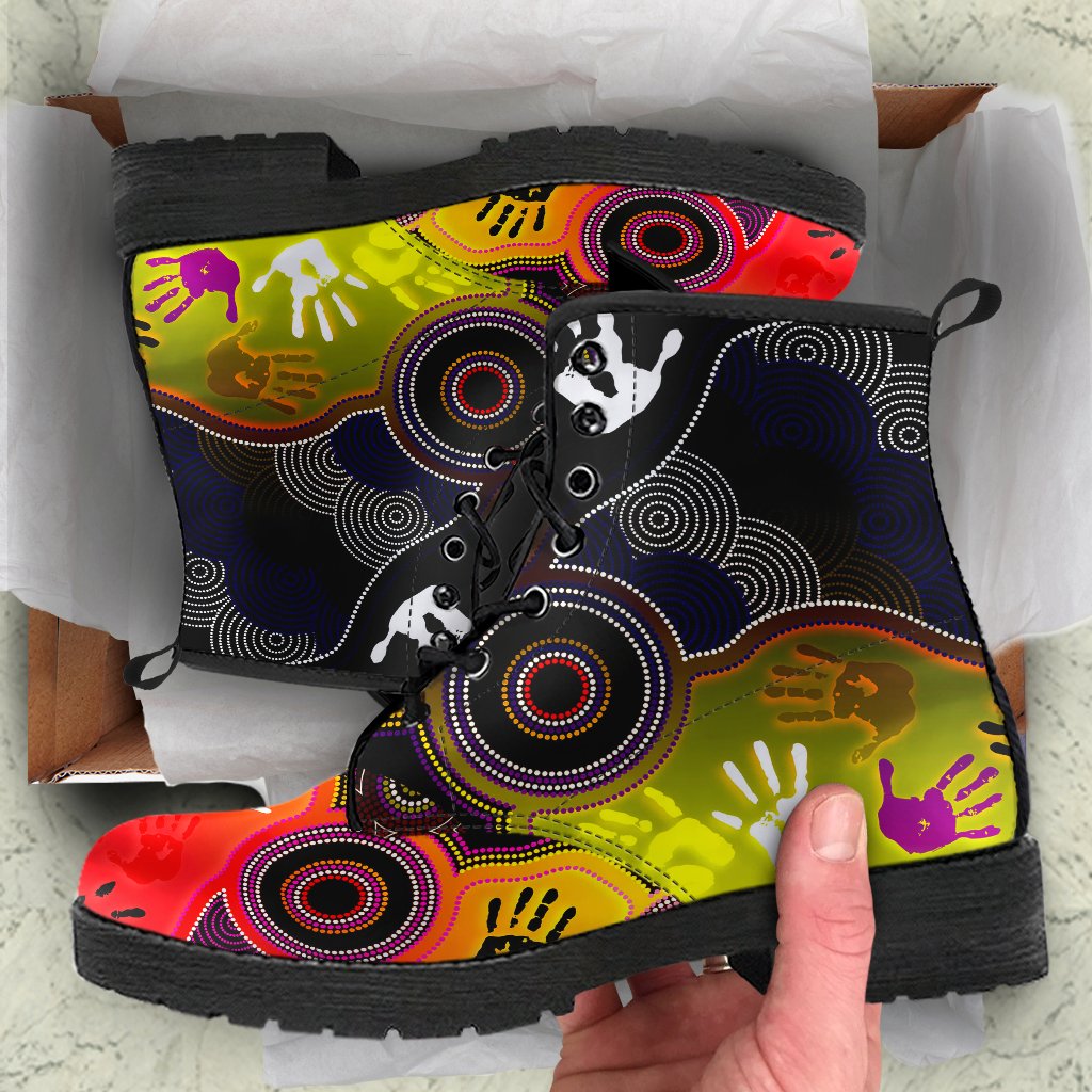aboriginal-leather-boots-indigenous-circle-dot-painting-hand-art