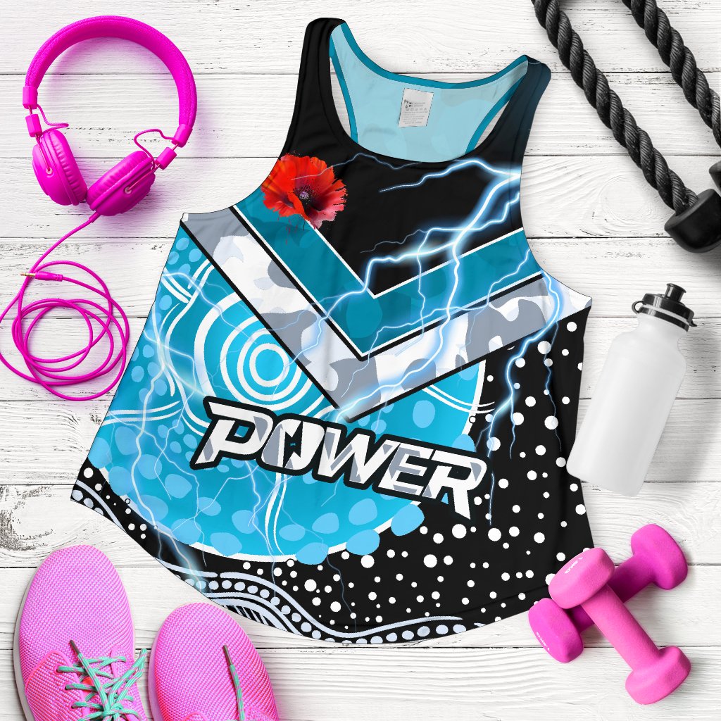 Power Anzac Day Women Racerback Tank Port Adelaide Lighting - Vibe Hoodie
